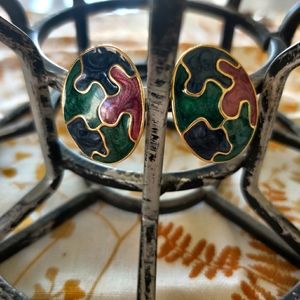 💚💎 VTG Fluid Puzzle Design Earrings